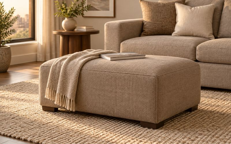 Kích thước đôn sofa phòng khách: Cách chọn vừa đẹp, vừa tiện